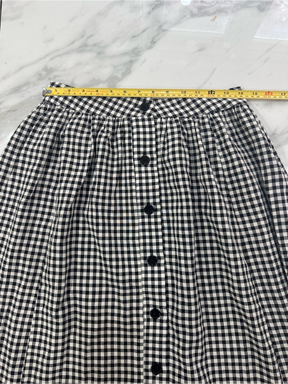PRIV Women’s Black & White Gingham Maxi Skirt with Front Buttons - Picture 6 of 7